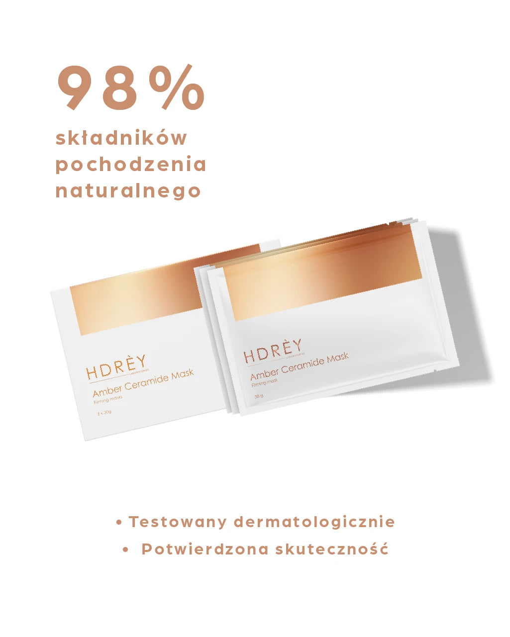 Ujędrniająco-regenerujące maski w płacie z ceramidami i ekstraktem z bursztynu 3x30g