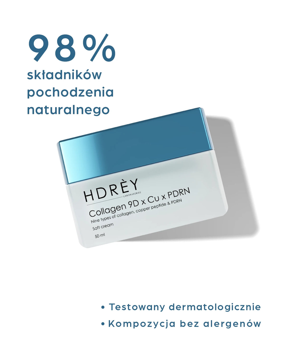 Odbudowujący krem przeciwzmarszczkowy na dzień z kolagenem i peptydem miedziowym i PDRN 50ml