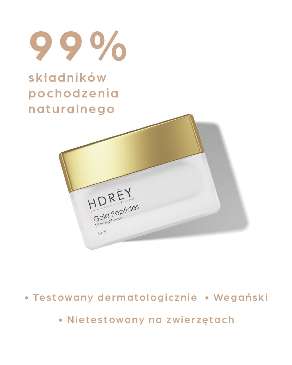 Liftingujący krem do twarzy na noc z peptydami i złotem 50ml
