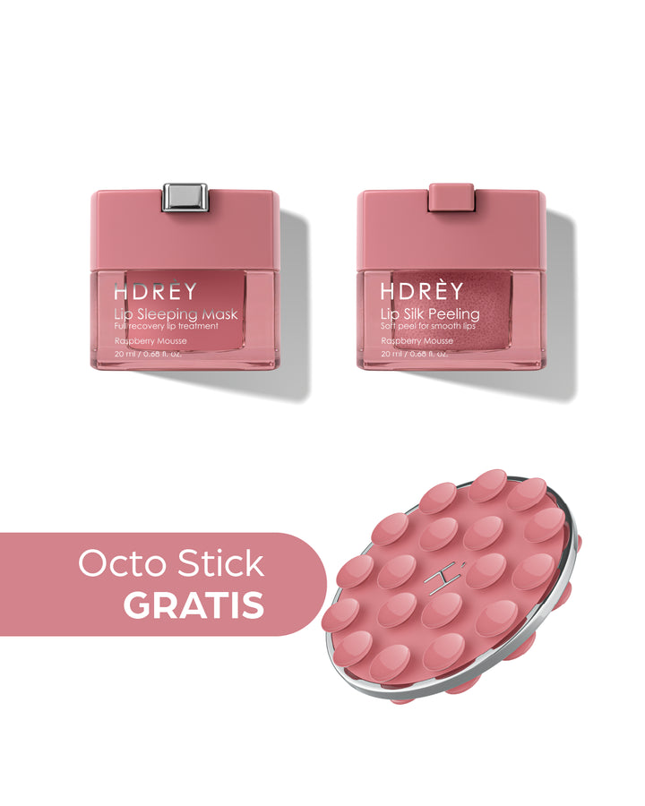 Zestaw do ust Maska + Peeling Raspberry Mousse - Octo Stick GRATIS