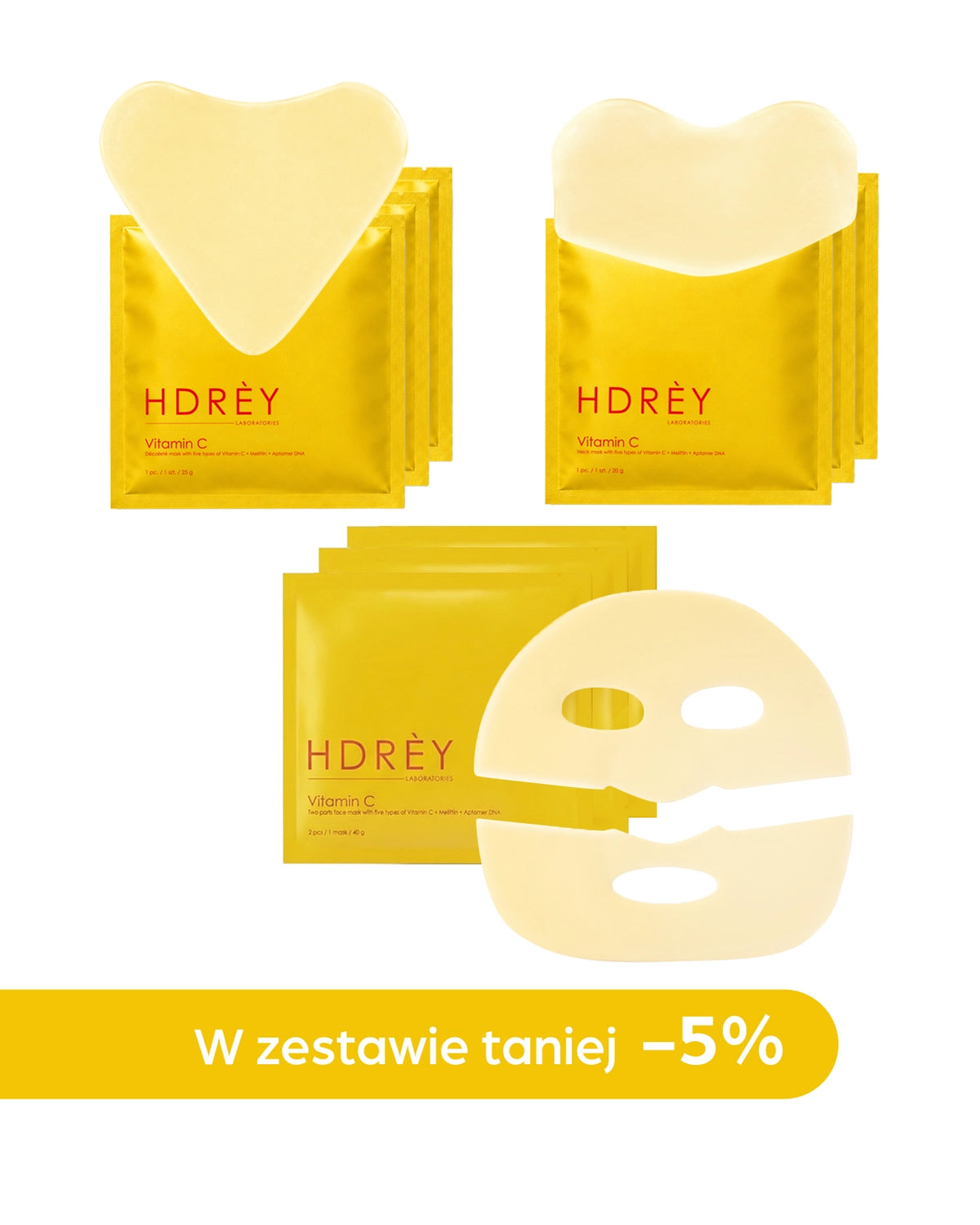 Zestaw masek hydrożelowych Vitamin C do twarzy, szyi i dekoltu