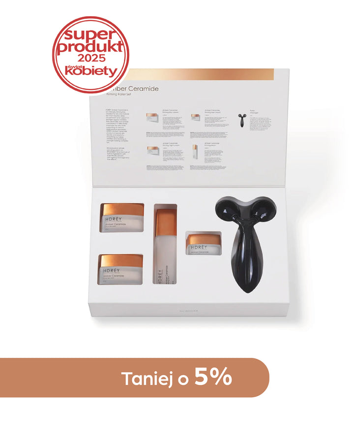 Zestaw ujędrniający Amber Ceramide z rollerem do masażu