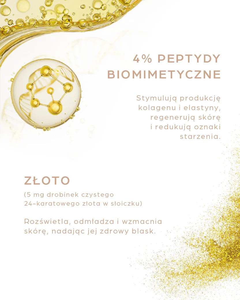 Liftingujący krem do twarzy na noc z peptydami i złotem 20ml