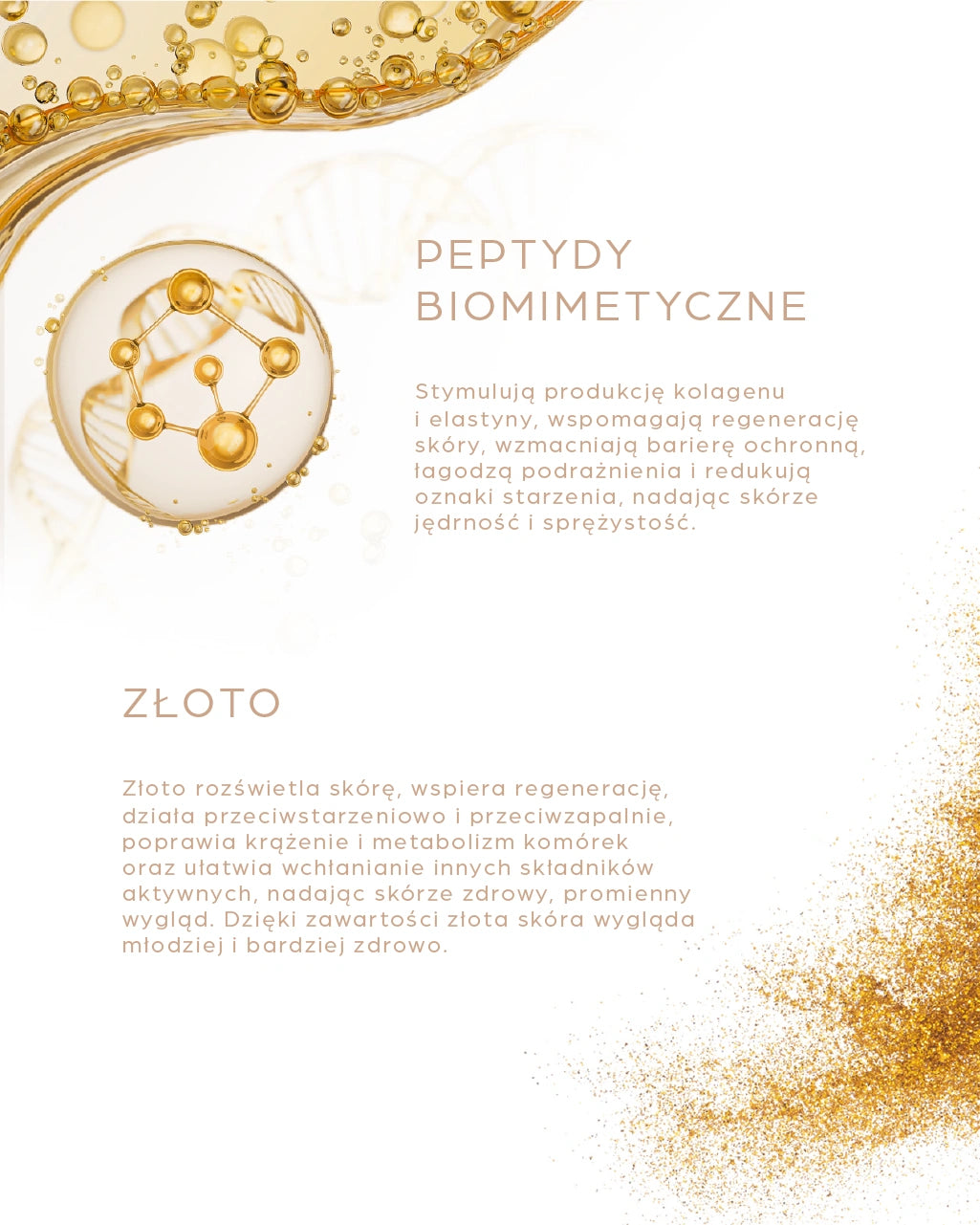 Liftingujący krem do twarzy na noc z peptydami i złotem 50ml