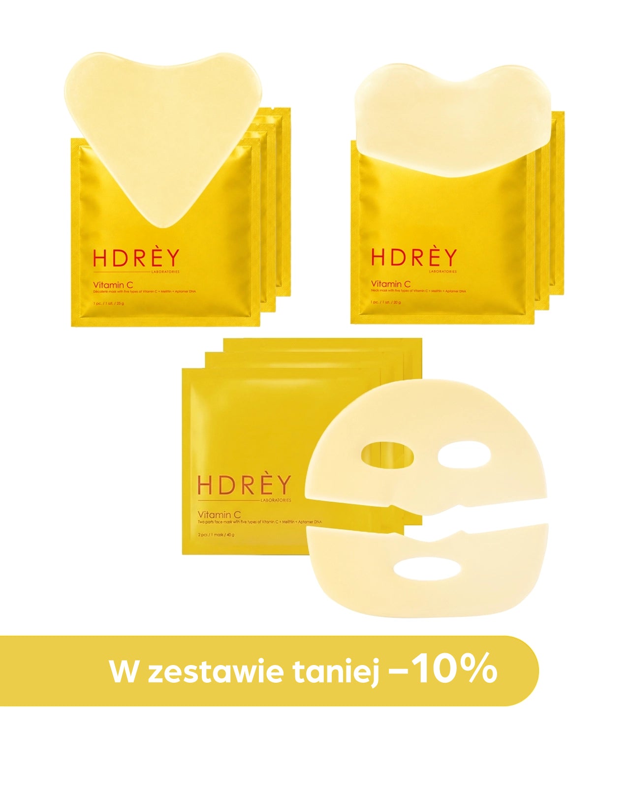 Zestaw masek hydrożelowych Vitamin C do twarzy, szyi i dekoltu