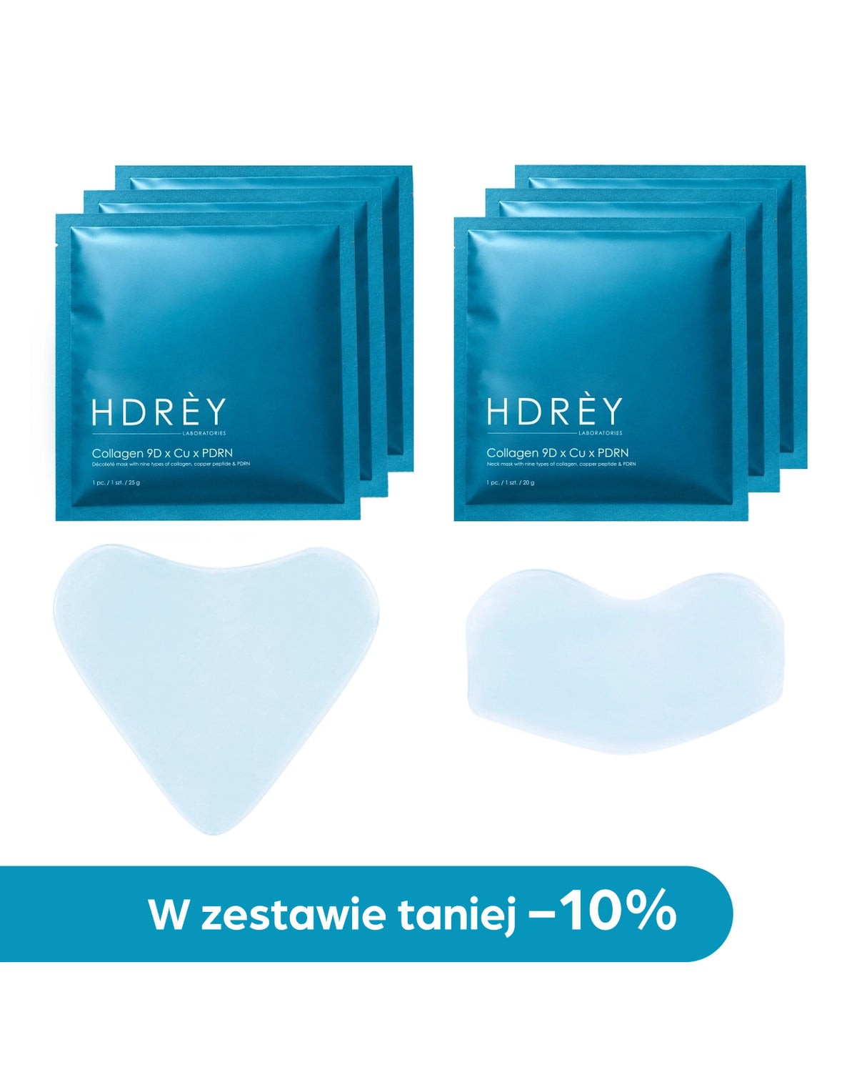 Zestaw masek hydrożelowych Collagen 9D do szyi i dekoltu
