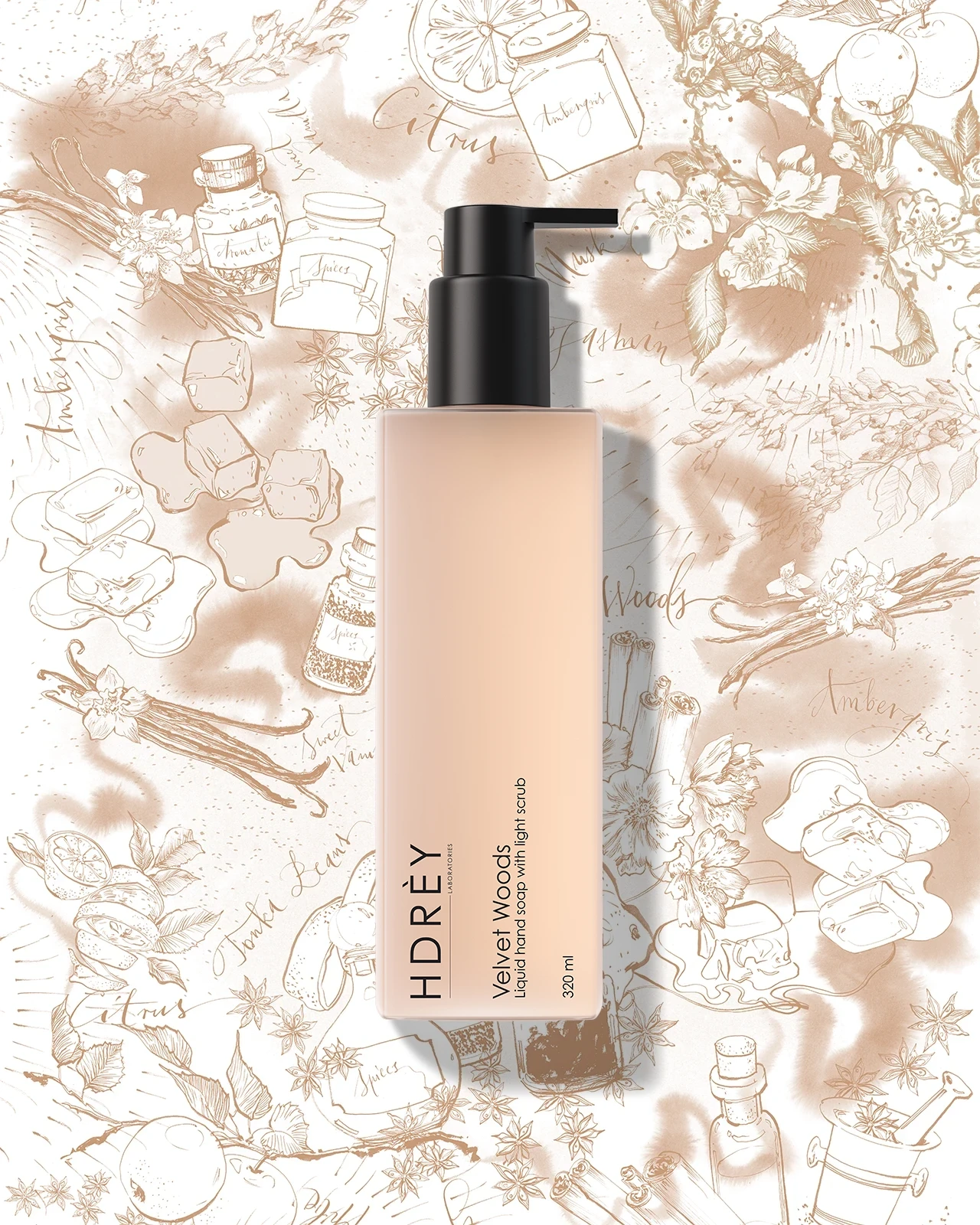 Mydło do rąk Velvet Woods z delikatnym peelingiem 320 ml