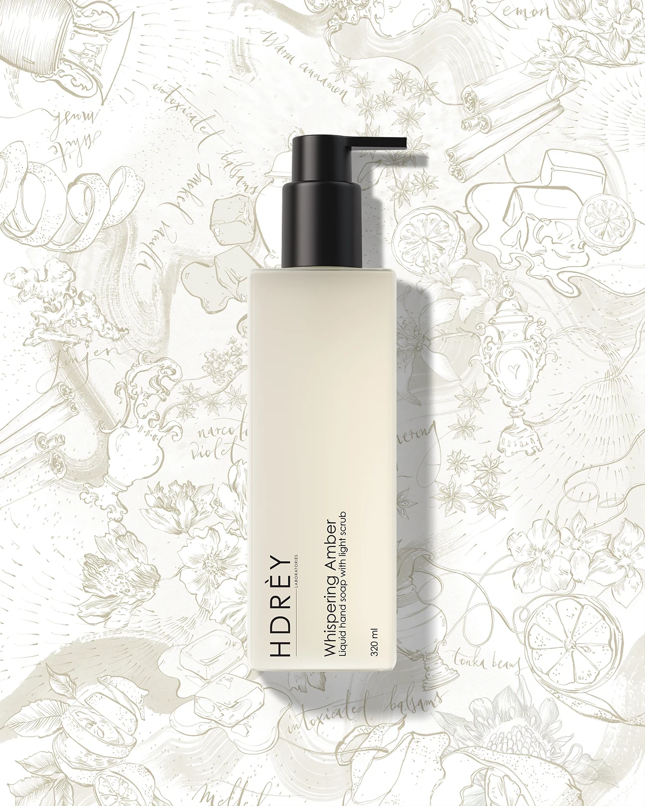 Mydło do rąk Whispering Amber z delikatnym peelingiem 320 ml