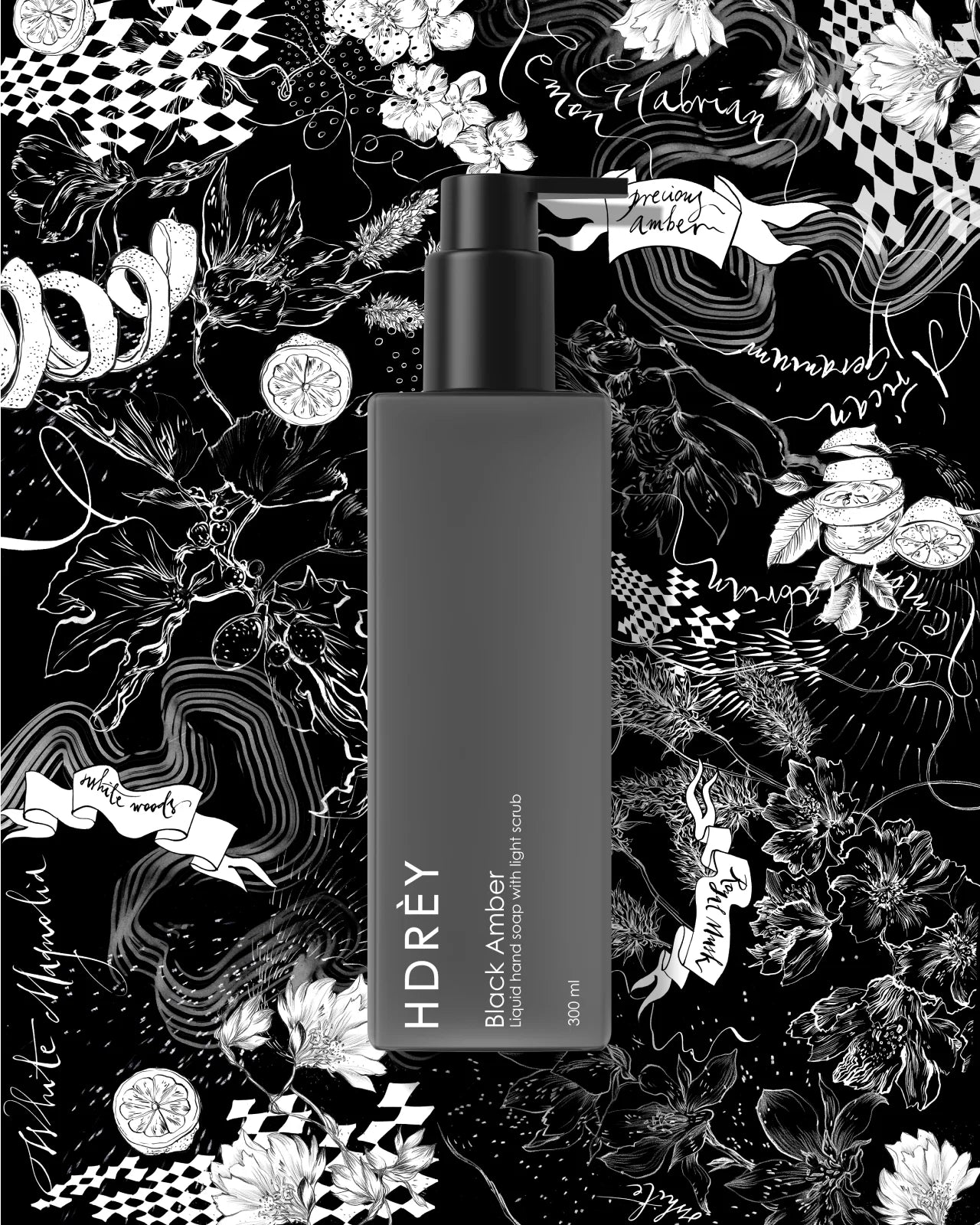 Mydło do rąk Black Amber z delikatnym peelingiem 320 ml