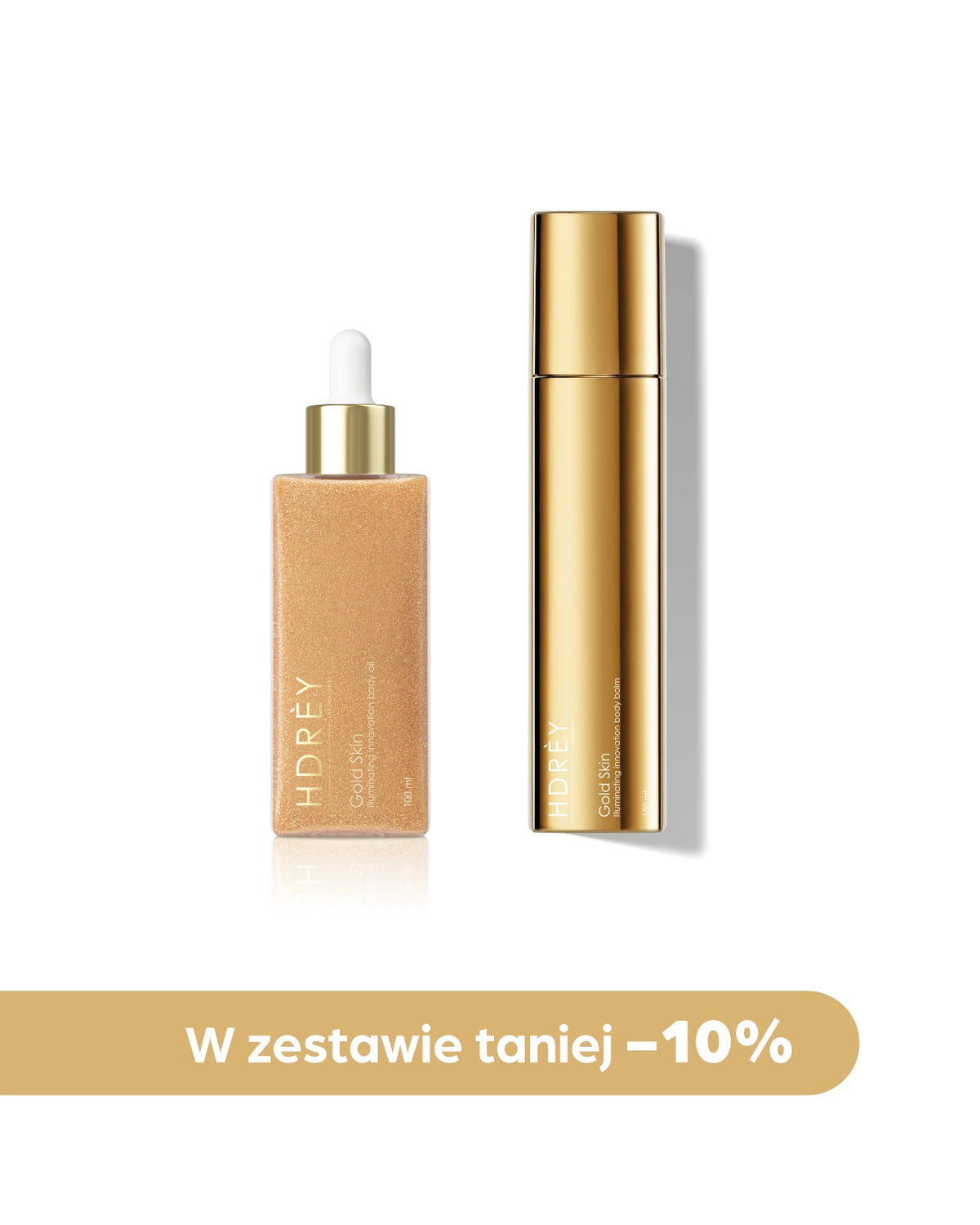 Rozświetlający balsam do ciała + Rozświetlający olejek do ciała Gold Skin