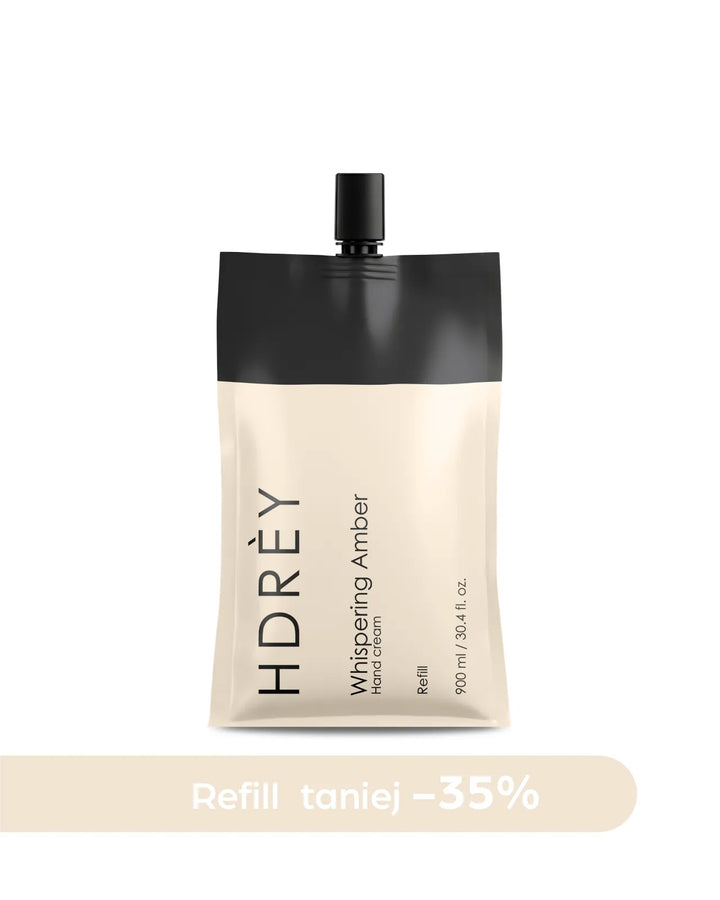 Krem do rąk Whispering Amber z olejem arganowym i witaminą E Refill 900 ml 35% taniej